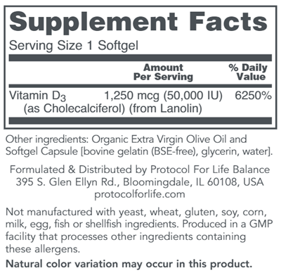 Vitamin D3 50,000 IU (Protocol for Life Balance)