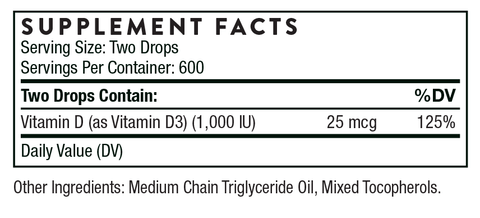Vitamin D Liquid Supplement Facts
