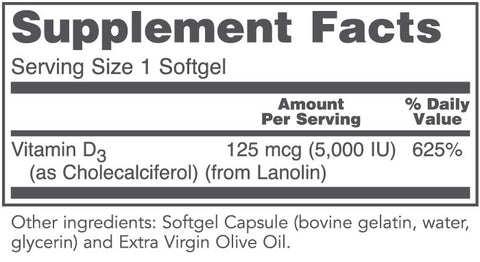 Vitamin D3 5000 IU (Protocol for Life Balance)