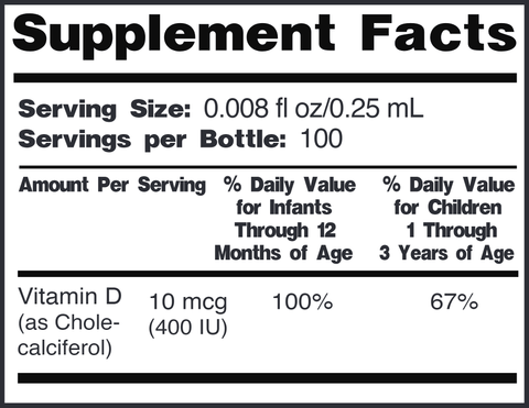 Vitamin D3 Drops (allKiDz) Supplement Facts