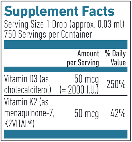 Vitamin D3 & K2 Liquid (Biogena) Supplement Facts