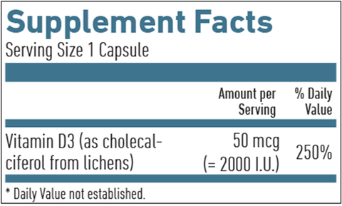 Vitamin D 2000 Vegan Formula (Biogena) Supplement Facts