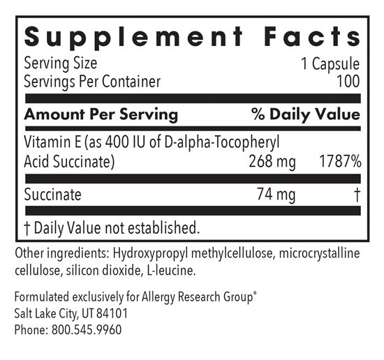 vitamin e allergy research group supplement facts