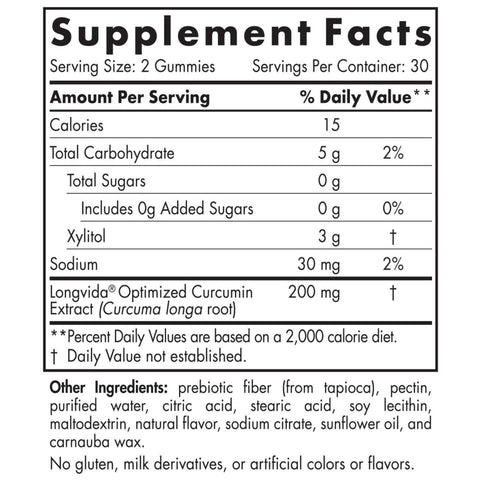 Zero Sugar Curcumin Gummies 60 Gummies Mango