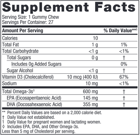 Zero Sugar Prenatal DHA Gummy (Nordic Naturals)