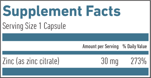 Zinc Energized 30 mg (Biogena) Supplement Facts