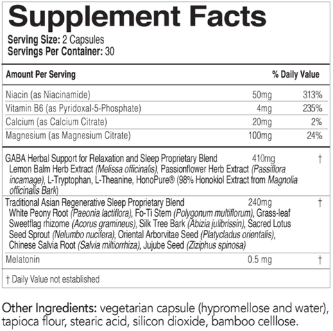 ecoSleep (EcoNugenics) Supplement Facts