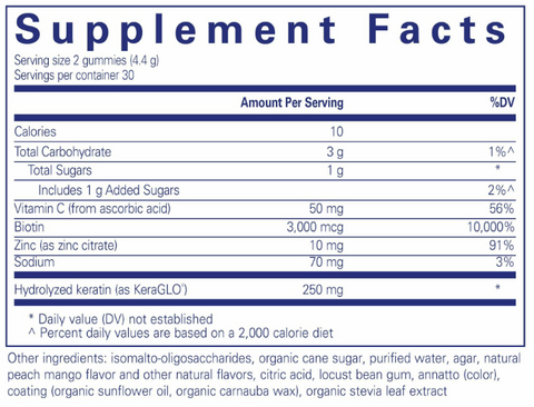 Hair/Skin/Nails Gummy (Pure Encapsulations) supplement fact