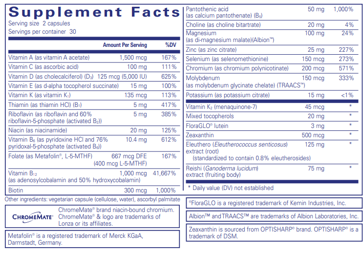 PureResponse Multivitamin (Pure Encapsulations) supplement facts