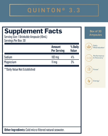 Quinton Isotonic ampule supplement fact