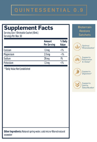 Quintessential 0.9 supplement fact