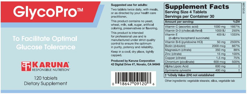 GlycoPro (Karuna Responsible Nutrition) Label