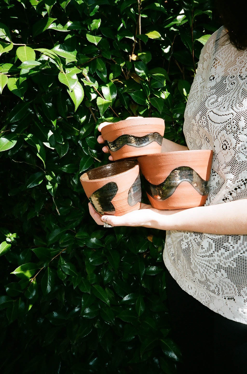 Ceramic chrome planters by Annie Booth Cerannics