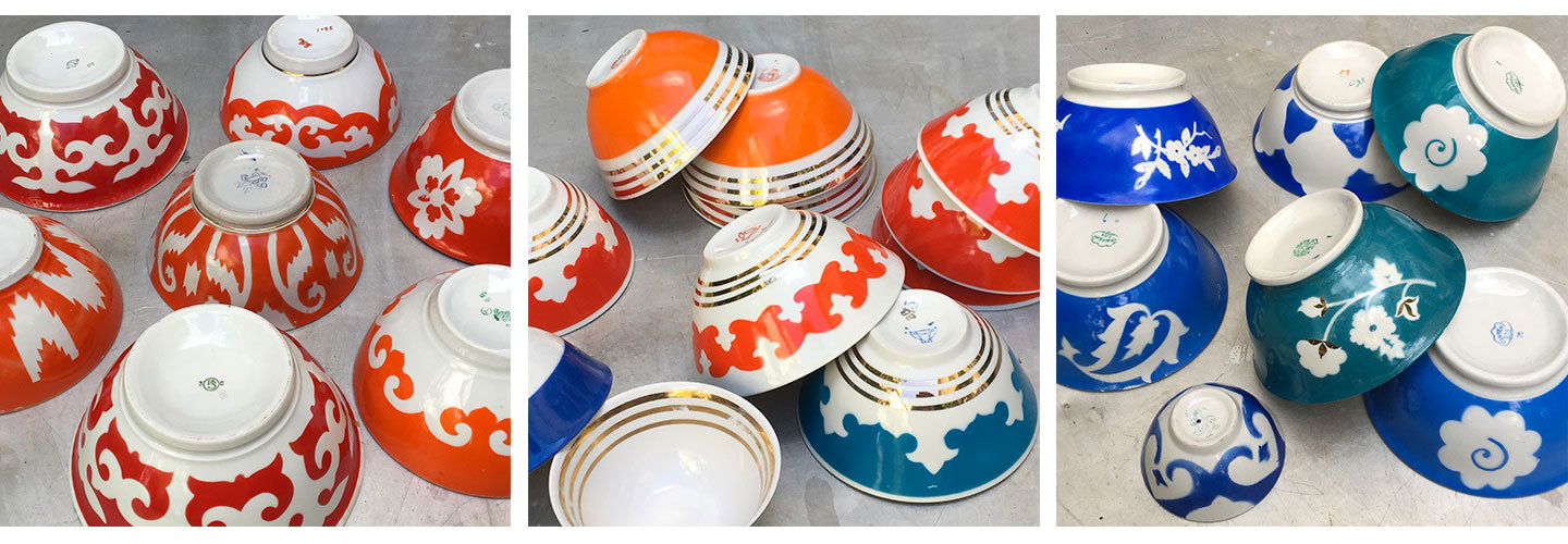 Bowls.red.orange.blue.pattern.uzbek.vintage