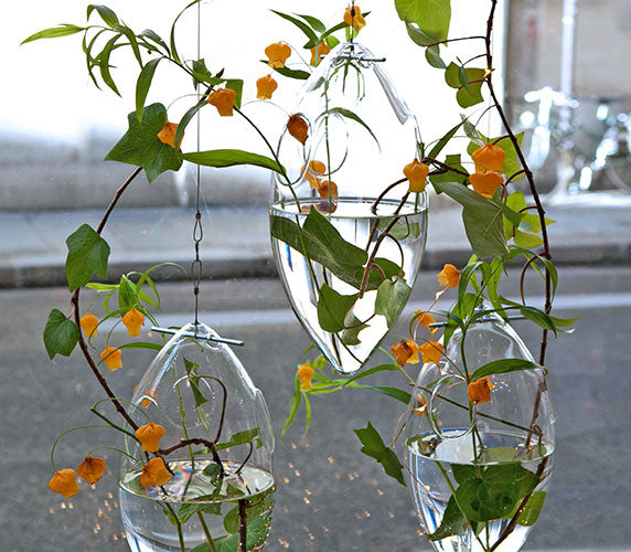 hanging glass drop vase