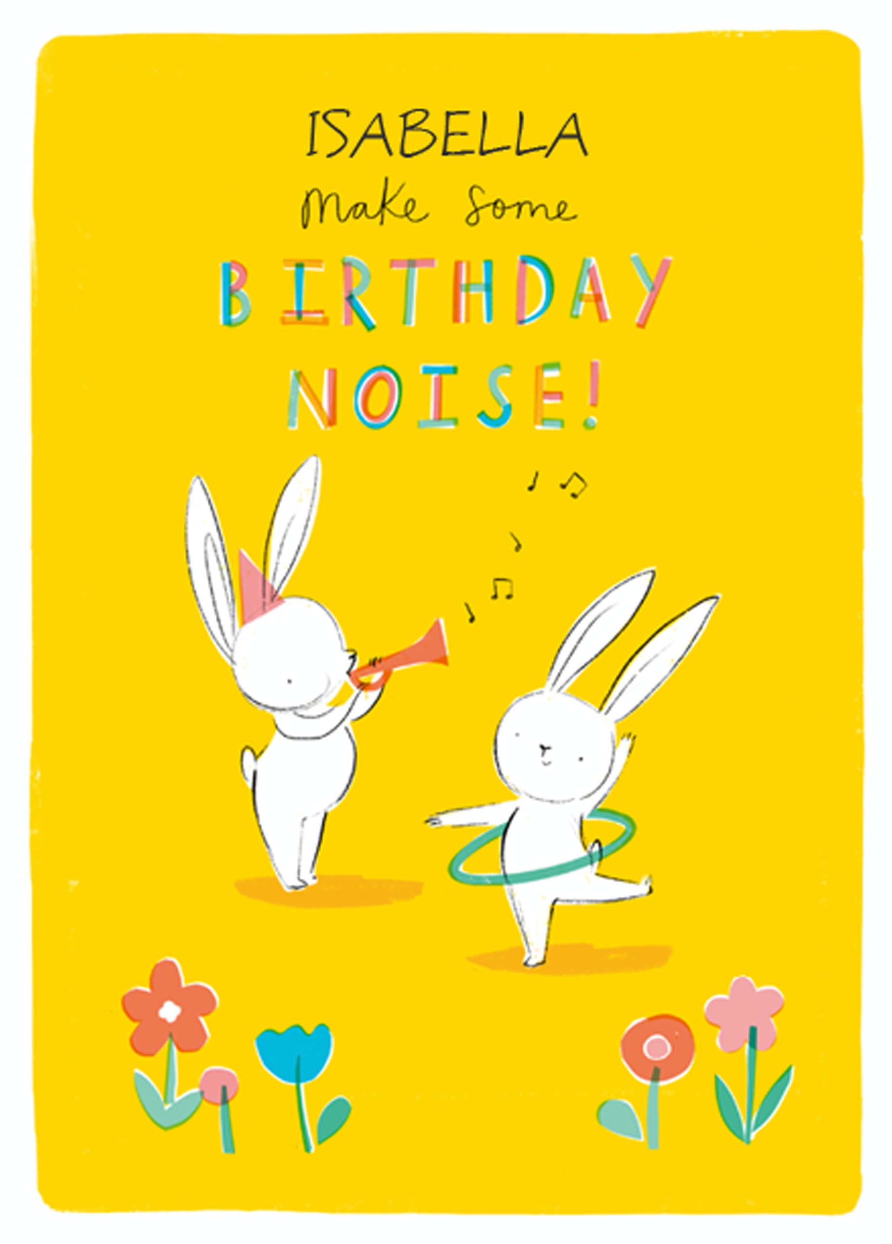 Personalised Cute Bunnies And Rabbits Editable Birthday Card Hallmark