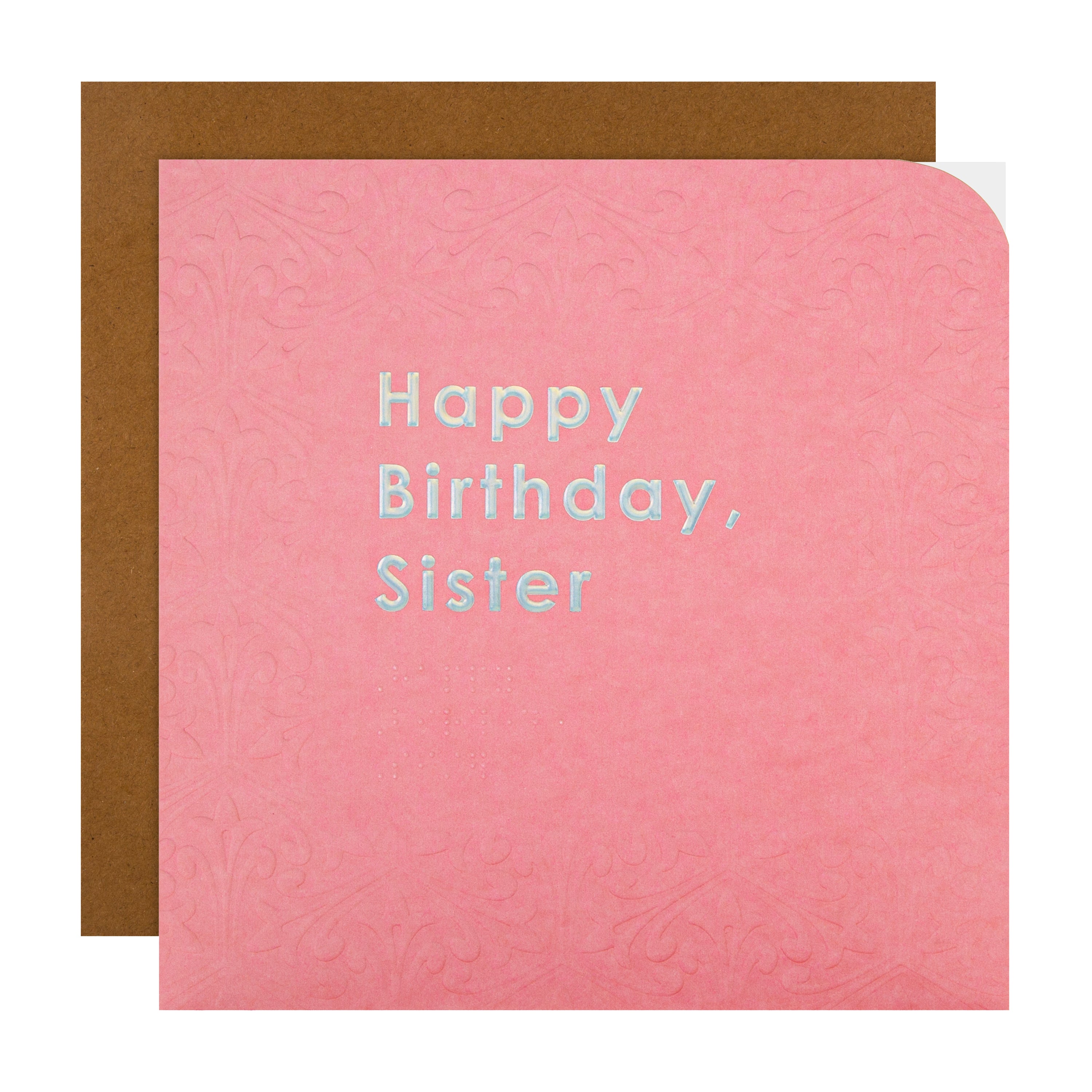 Birthday Card for Sister - Contemporary Patterned Braille Design