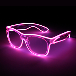 Pink Light Up Clear Glasses with Sound Activated AAA Battery Pack