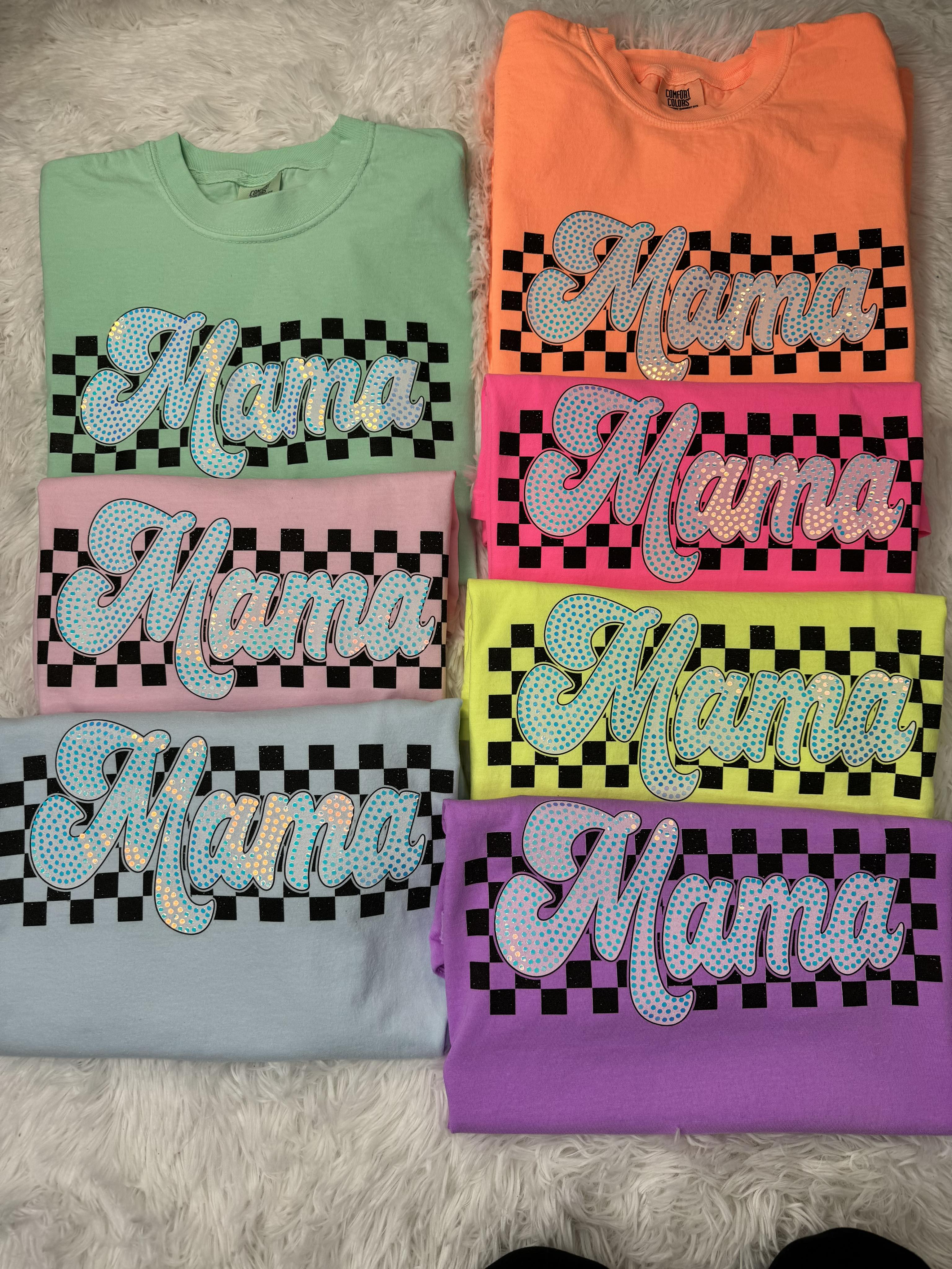 Mama Checkered Spangle Custom Name