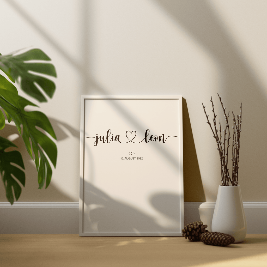 Personalisiertes Hochzeitsposter | minimalistisches Hochzeitsgeschenk | Hochzeitstag mit Brautpaar Namen | Hochzeit Poster