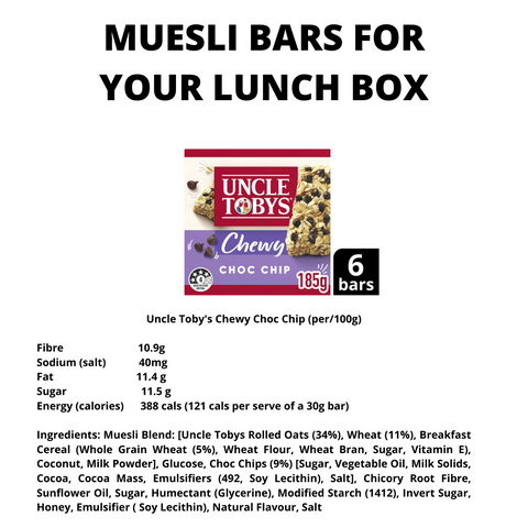 uncle tobys chewy choc chip muesli bars