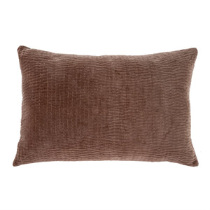 Velvet Kantha-Stitch Pillow, Taupe