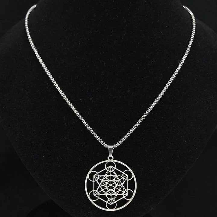 Metatrons Cube Necklace Silver Stainless Steel Sacred Geometry Pendant ...