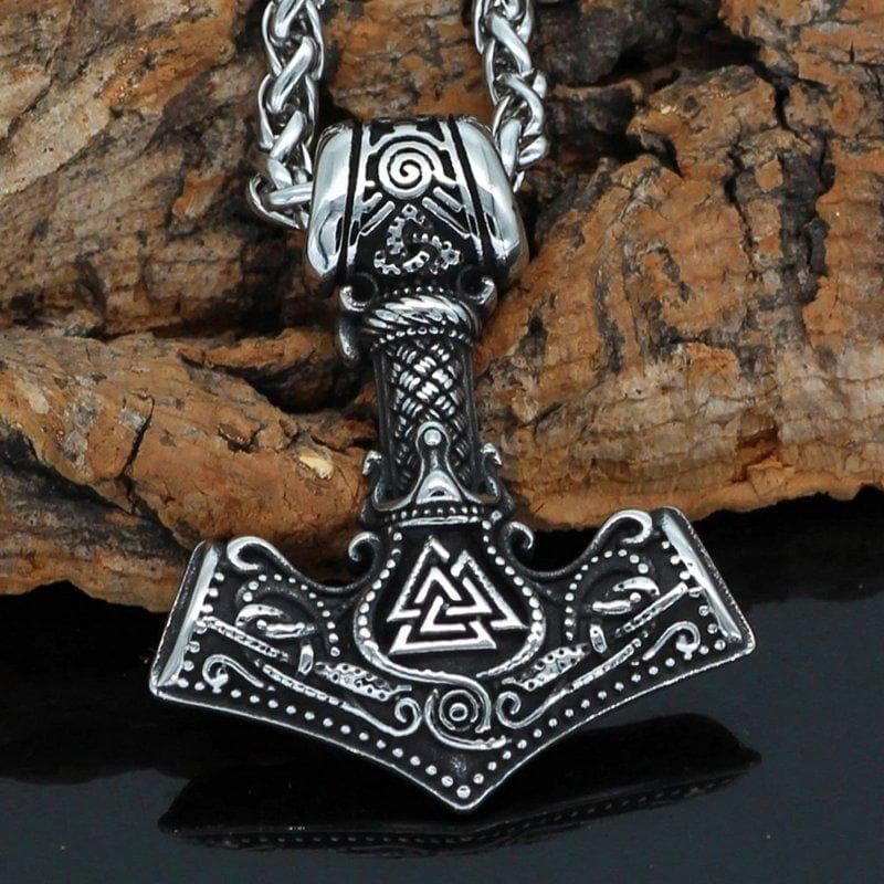 Thor's hammer necklace Odin with black cord - Glimmering Deep Design