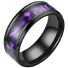 Synthetic Amethyst Ring Black Stainless Steel Purple Wedding Band