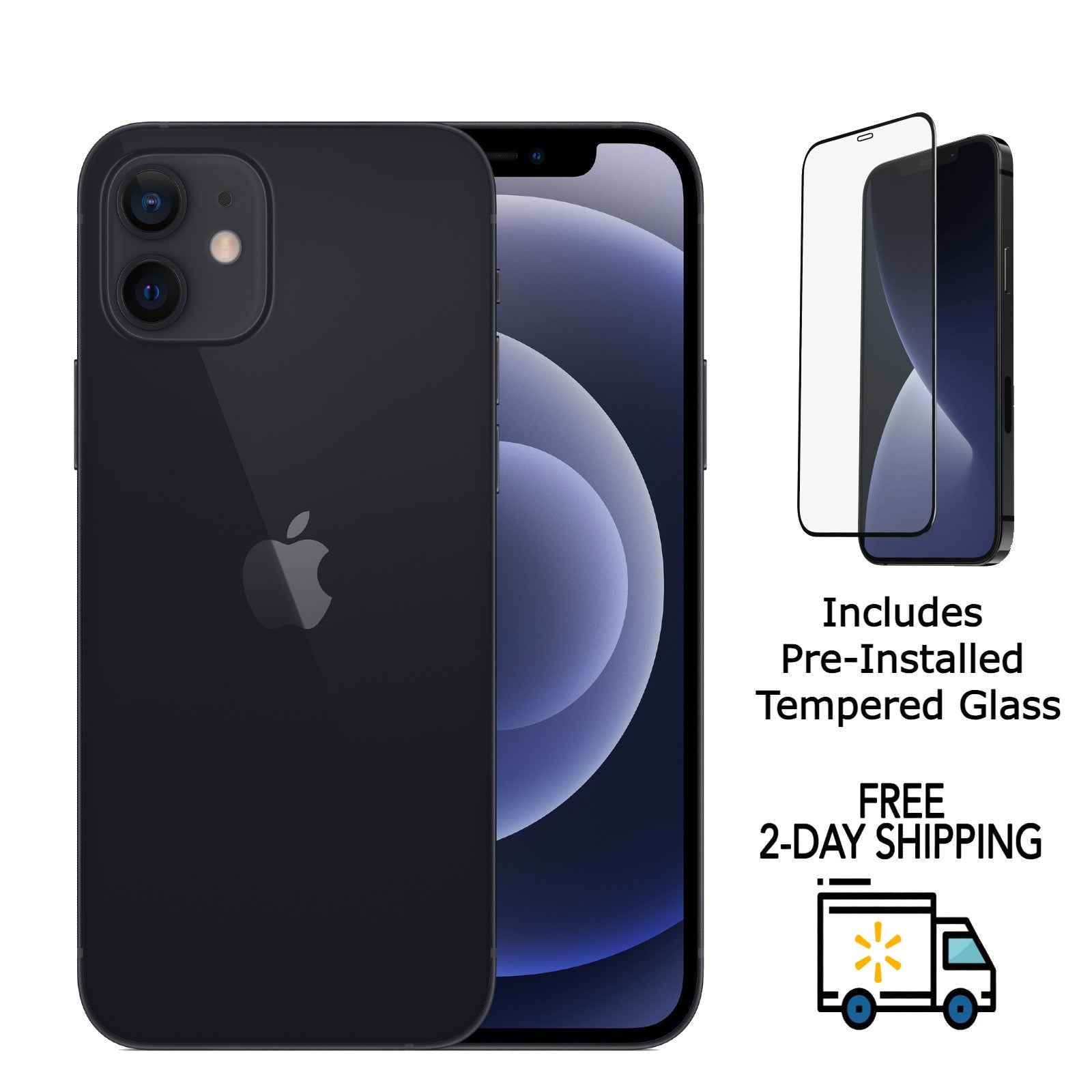 Refurbished Apple iPhone 12 | Verizon Only | Bundle w/ Pre-Installed Tempered Glass