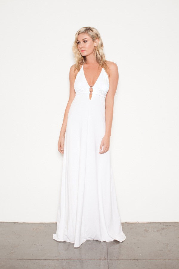 white halter maxi dresses