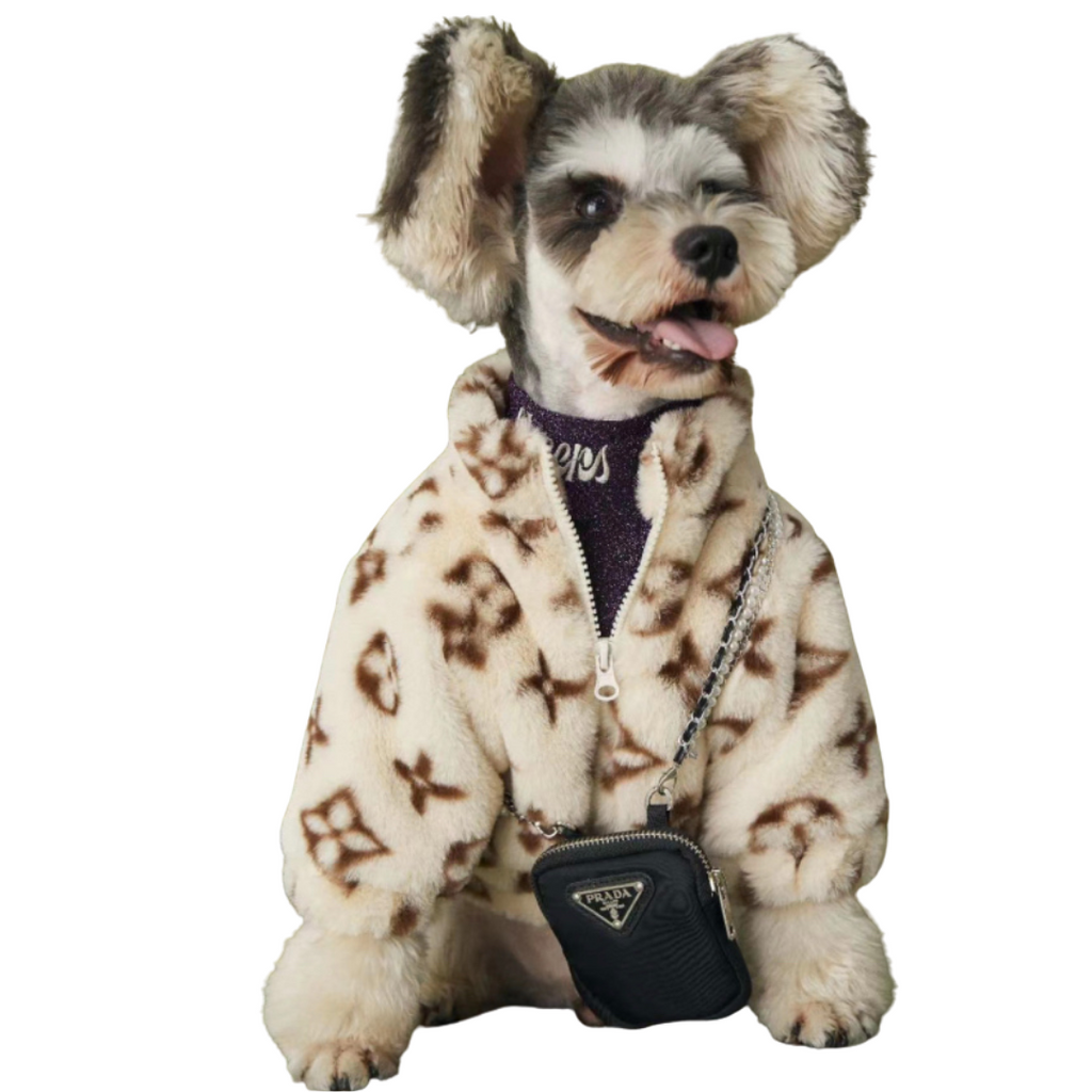 Beige Chewy V Fluffy Dog Sweatshirt, Petiboo