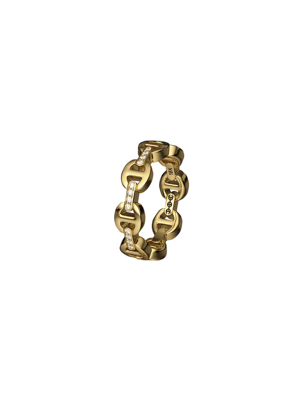 HOORSENBUHS ® Dame Tri-Link Ring 18k Yellow Gold | Multi-label