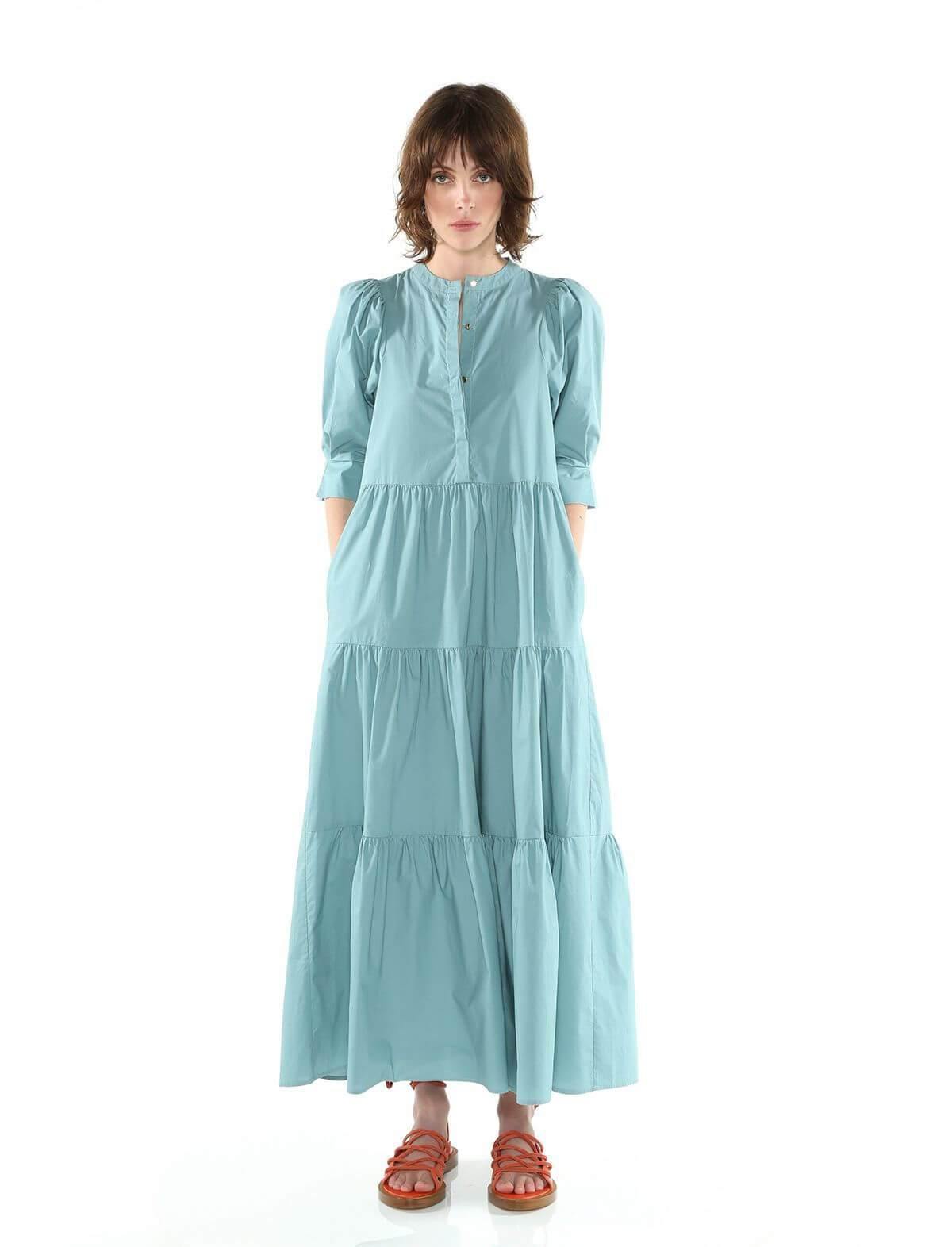 BIRD & KNOLL Mattea Cotton Dress In Seafoam | CLOSET Singapore