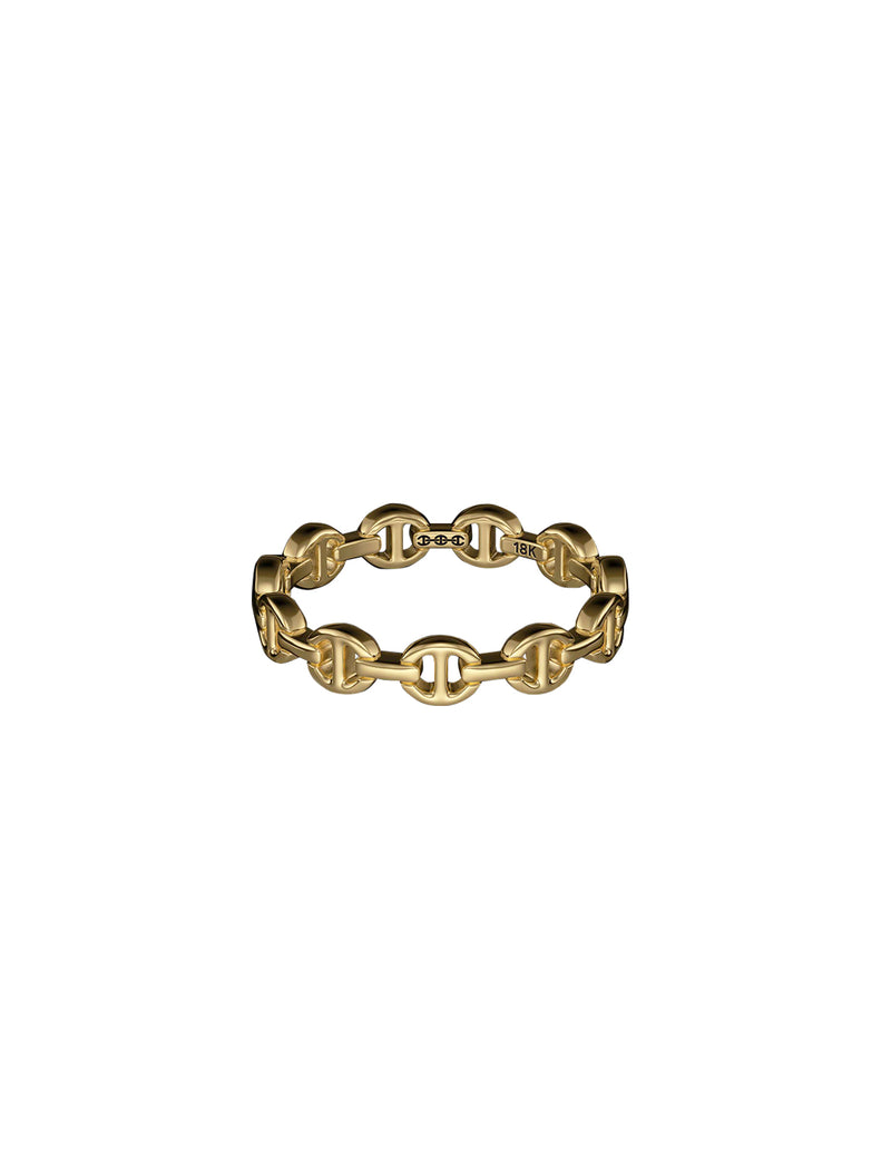 HOORSENBUHS ® Micro Dame Tri-Link II Ring 18k Yellow Gold | Multi