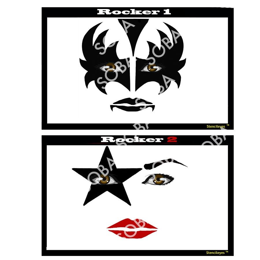face painting stencil kiss band 1 2 from showoffs body art proaiir soba showoffs body art
