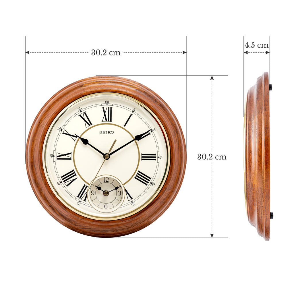 SEIKO ONLINE STORE QXA494B Oak Wood Dual Time Wall Clock – SEIKO CLOCKS  INDIA