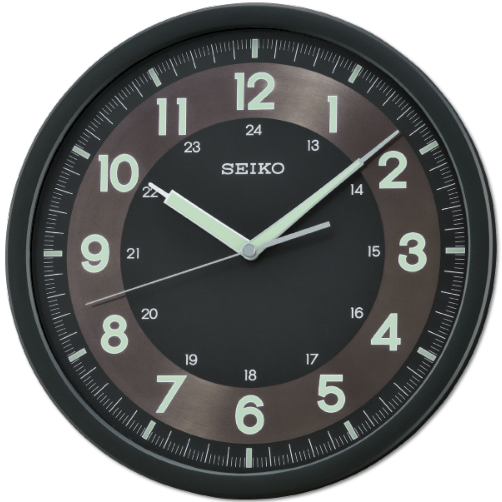 Seiko QXA628K Black dial clock with Lumibrite Markers – SEIKO CLOCKS INDIA
