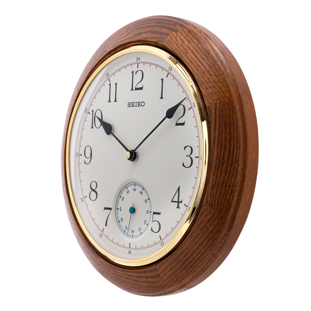 SEIKO ONLINE STORE QXA432B Oak Wood clock with sub-second hand – SEIKO  CLOCKS INDIA