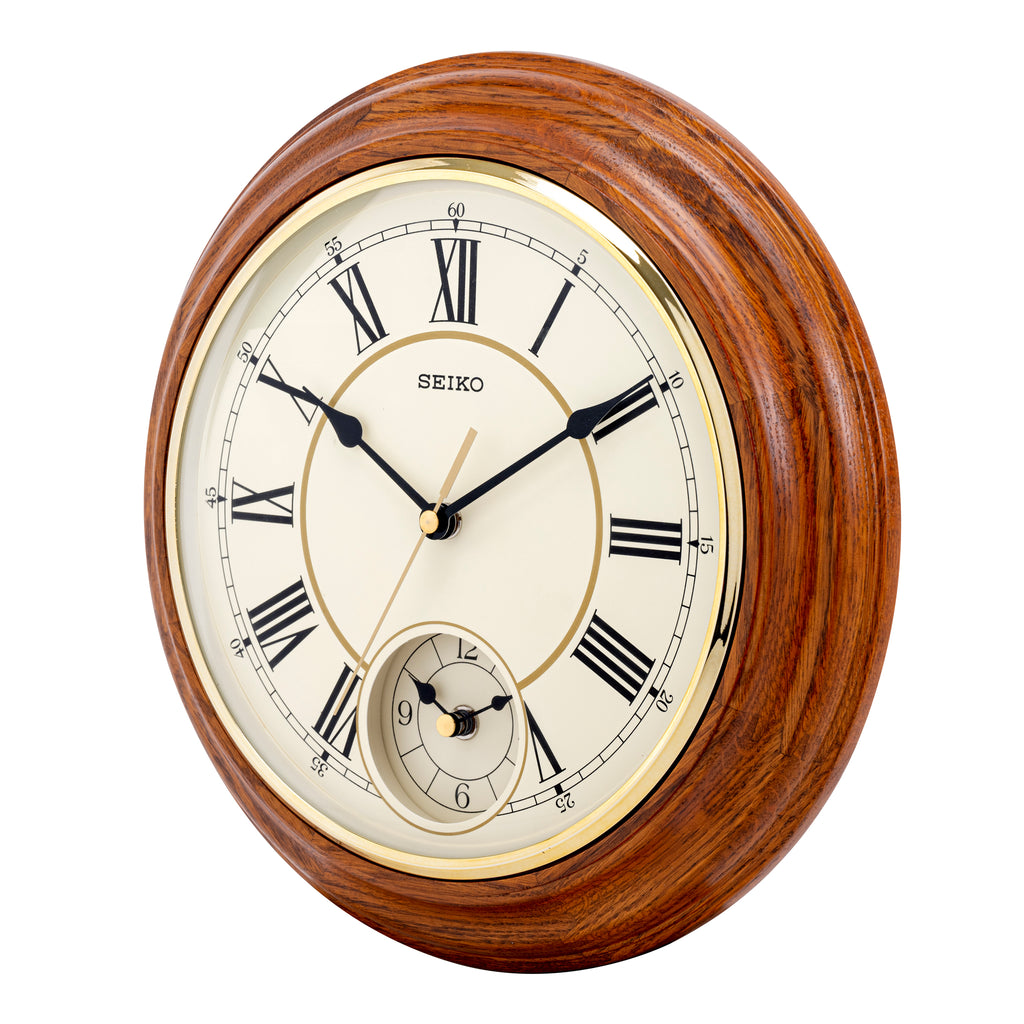 SEIKO ONLINE STORE QXA494B Oak Wood Dual Time Wall Clock – SEIKO CLOCKS  INDIA