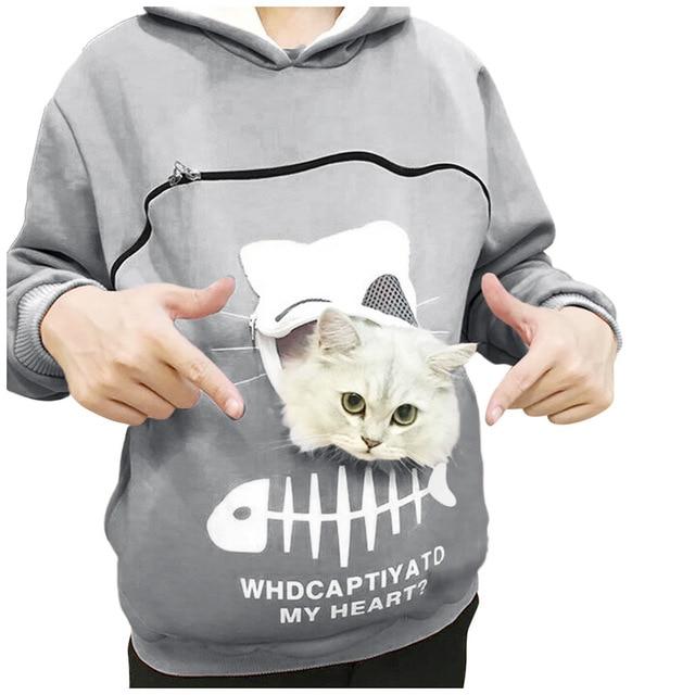 cat lovers hoodie with cuddle pouch