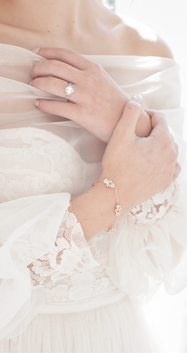Stretch Silver Ivory Bridal Wedding Bracelet B 923 – Crystal Couture Bridal