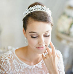 Crystal and Pearl Bridal Tiara Ranier Tiara | Eden Luxe Bridal Silver