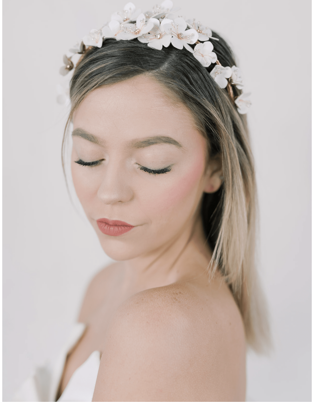 Floral Bridal Crown Crystal Headpiece Tiara EMILIA| EDEN LUXE Bridal