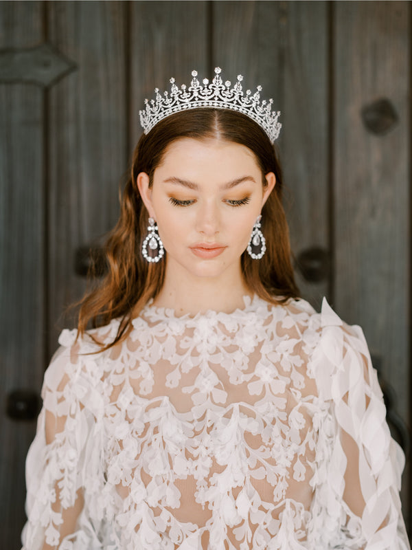 BEATRICE | Pearl Bridal Crown with Flowers | Noon on the Moon