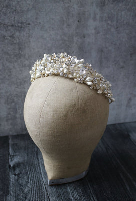 Crystal and Pearl Bridal Tiara Ranier Tiara | Eden Luxe Bridal Silver