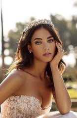 Crystal and Pearl Bridal Tiara Ranier Tiara | Eden Luxe Bridal Silver