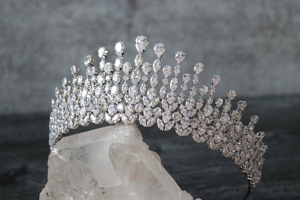 Cubic Zirconia Wedding Tiara Catherine Bridal Crown | Eden Luxe Bridal