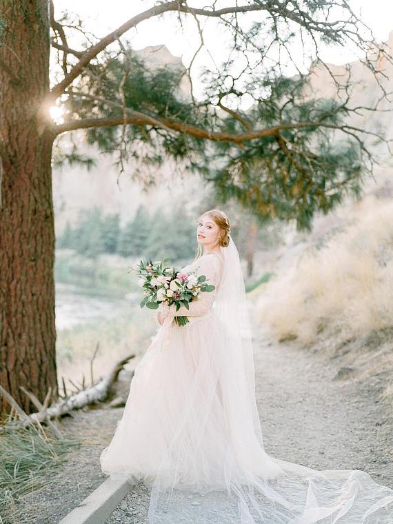 Light Blue Cathedral Veil Lace EVERMORE Cathedral Veil