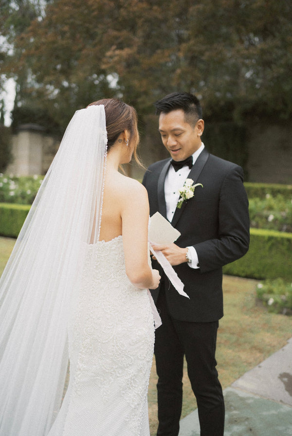 GABRIELLE Blush Cathedral Drop Veil